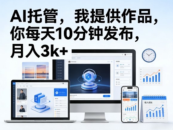 公众号AI托管，我提供作品，你每天10分钟发布，月入3k+【揭秘】-靠谱项目库
