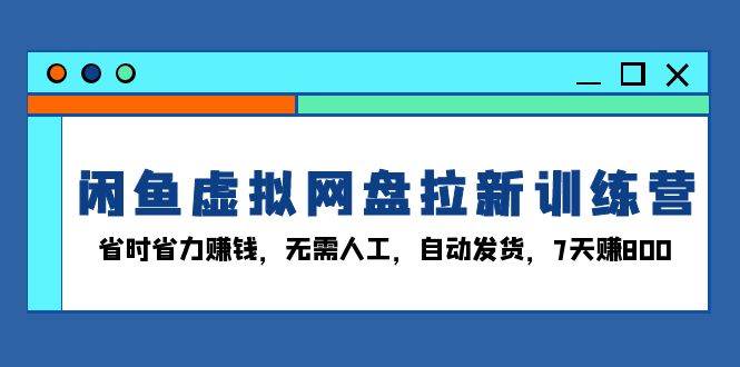 （13524期）闲鱼虚拟网盘拉新训练营：省时省力赚钱，无需人工，自动发货，7天赚800-靠谱项目库