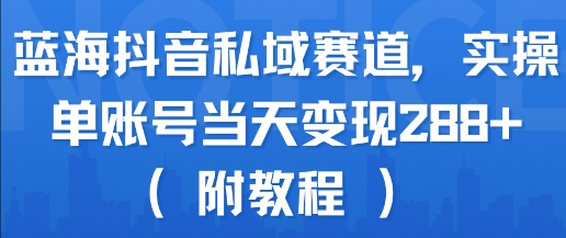 蓝海抖音私域赛道，实操单账号当天变现288+(附教程)-靠谱项目库