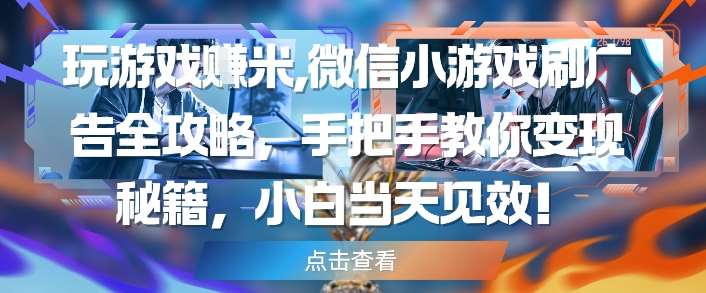 玩游戏挣米，微信小游戏刷广告全攻略，手把手教你变现秘籍，小白当天见效-靠谱项目库