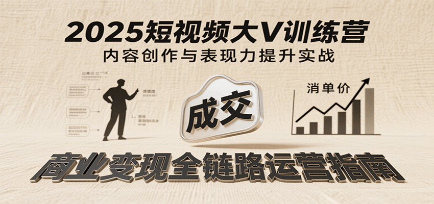 2025短视频大V训练营：内容创作/表现力提升/商业变现，从账号定位到高客单成交-靠谱项目库