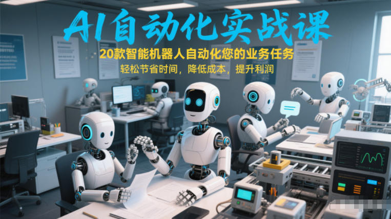 AI自动化实战课：20款智能机器人自动化您的业务任务，轻松节省时间，降低成本，提升利润-靠谱项目库