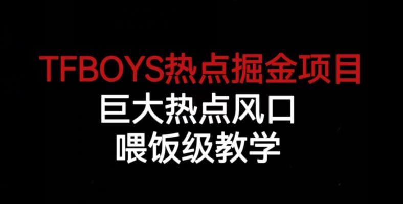TFBOYS热点掘金项目，巨大热点风口，喂饭级教学-靠谱项目库