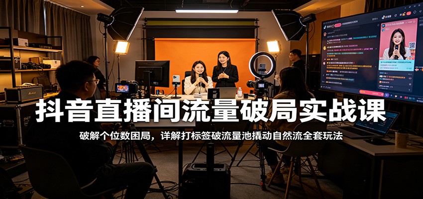 抖音直播间流量破局实战课：破解个位数困局，详解打标签破流量池撬动自然流全套玩法-靠谱项目库