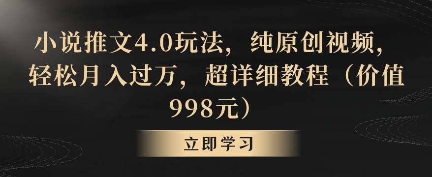 小说推文4.0玩法，纯原创视频，轻松月入过万，超详细教程（价值998元）【揭秘】-靠谱项目库