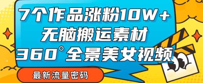 7个作品涨粉10W+，无脑搬运素材，全景美女视频爆款玩法分享【揭秘】-靠谱项目库