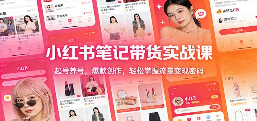 小红书笔记带货实战课：起号养号，爆款创作，轻松掌握流量变现密码-靠谱项目库