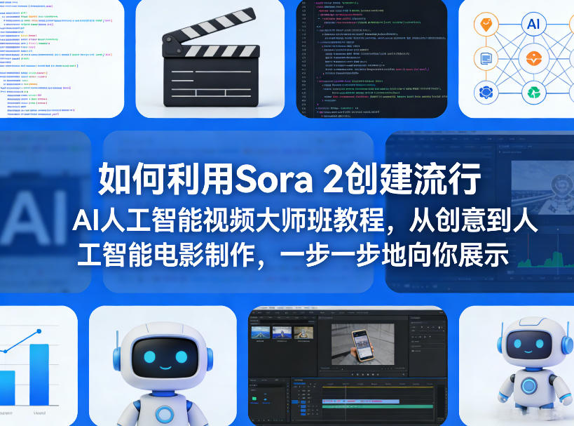 如何利用Sora 2创建流行AI人工智能视频大师班教程，从创意到人工智能电影制作，一步一步地向你展示-靠谱项目库