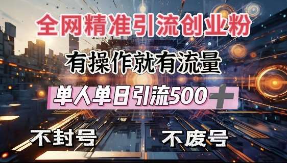 全网独家引流创业粉，有操作就有流量，单人单日引流500+，不封号、不费号-靠谱项目库