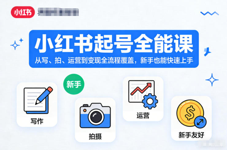 小红书起号全能课，从写、拍、运营到变现全流程覆盖，新手也能快速上手-靠谱项目库