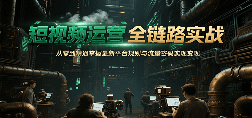 短视频运营全链路实战，从零到精通掌握最新平台规则与流量密码实现变现-靠谱项目库