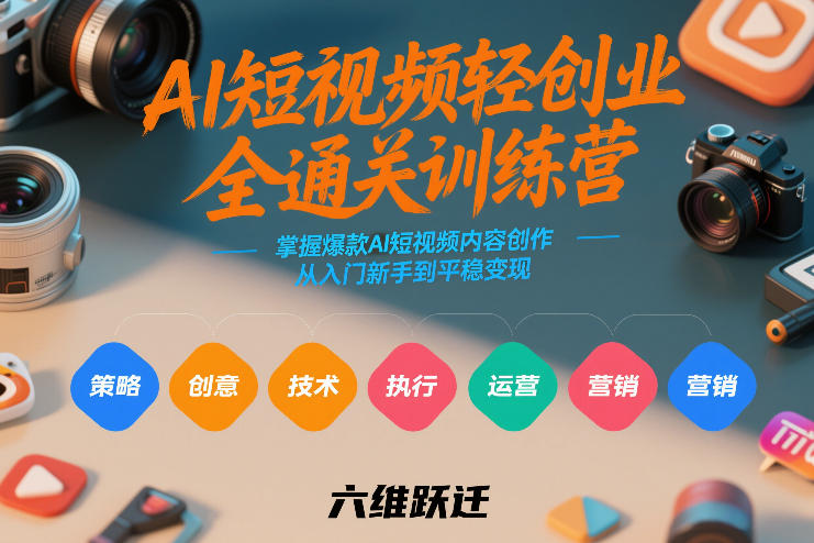 AI短视频轻创业全通关训练营，掌握爆款AI短视频内容创作，从入门新手到平稳变现的六维跃迁-靠谱项目库