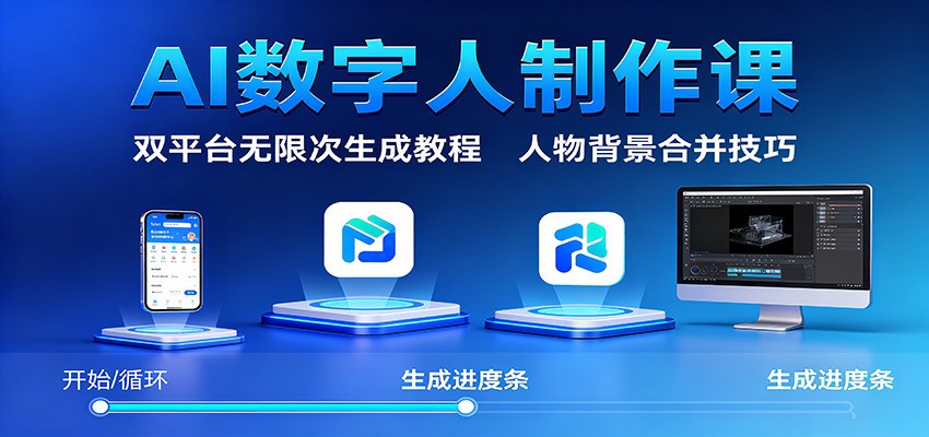 AI数字人制作课：双平台无限次生成教程，人物背景合并技巧-靠谱项目库
