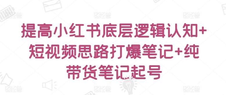 提高小红书底层逻辑认知+短视频思路打爆笔记+纯带货笔记起号-靠谱项目库