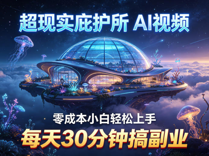 超现实庇护所AI视频项目拆解，零成本小白轻松上手，每天30分钟搞副业-靠谱项目库