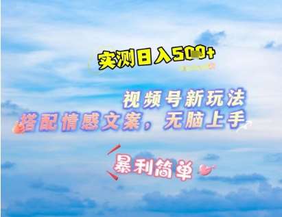 微信视频号最新玩法，表情包搭配情感文案，2分钟一条原创作品，简单好上手，轻松日入几张-靠谱项目库