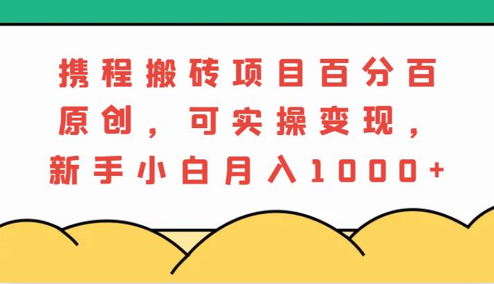 携程搬砖项目，百分百原创，可实操变现，新手小白月入1000+-靠谱项目库