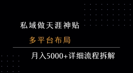 私域做天涯神贴 多平台布局 月入5k+详细流程拆解-靠谱项目库
