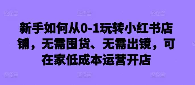 新手如何从0-1玩转小红书店铺，无需囤货、无需出镜，可在家低成本运营开店-靠谱项目库