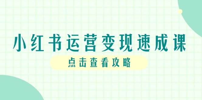 小红书运营变现速成课，账号搭建到暴力起号，个人IP全流程指南-靠谱项目库
