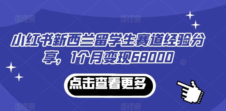 小红书新西兰留学生赛道经验分享，1个月变现68000【揭秘】-靠谱项目库