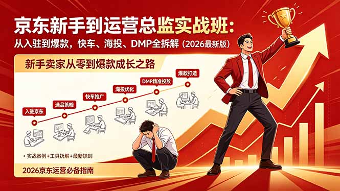 （18291期）京东新手到运营总监实战班：从入驻到爆款，快车、海投、DMP全拆解，2026最新版-靠谱项目库