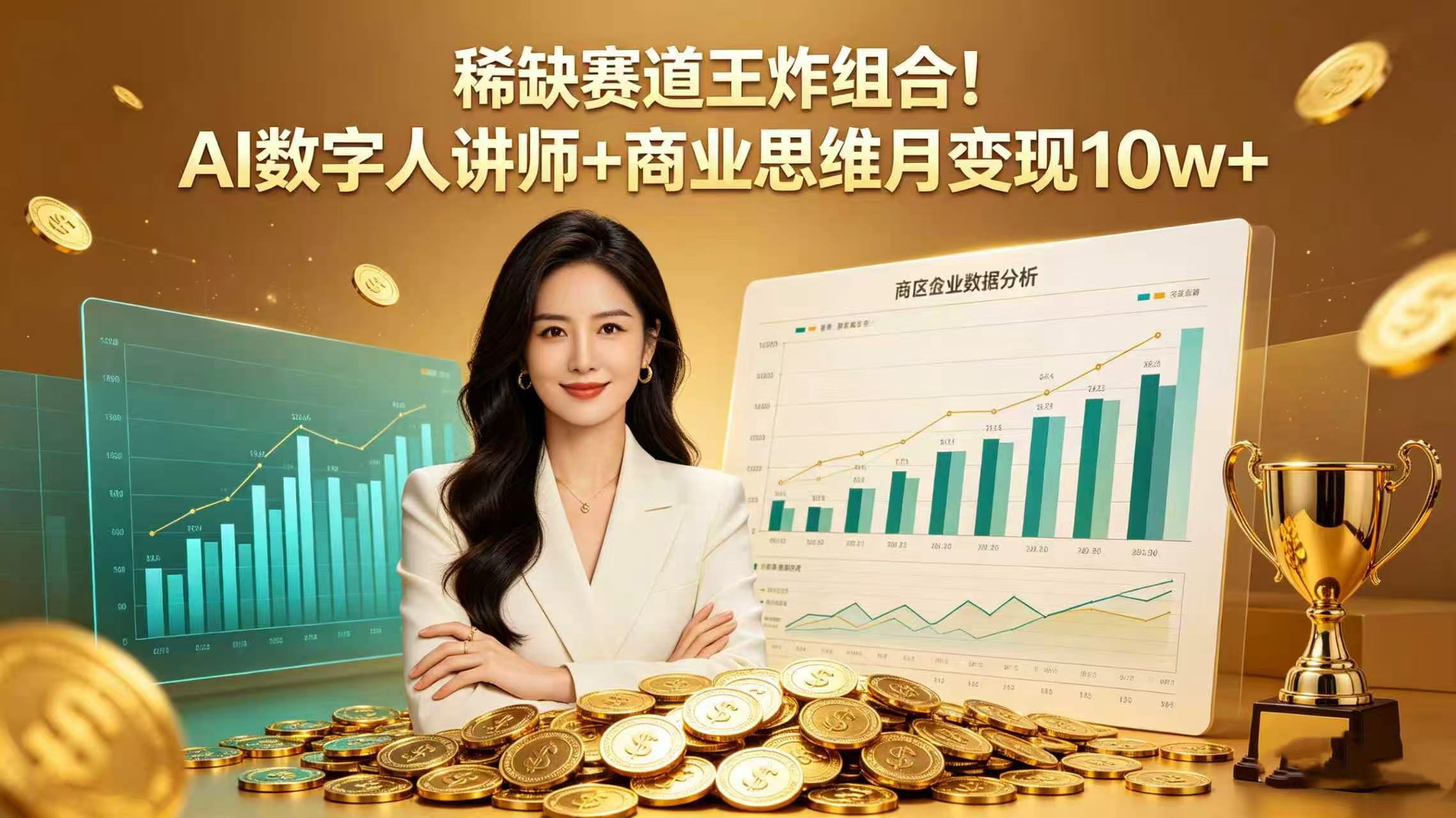 稀缺赛道王炸组合！AI 数字人讲师 + 商业思维 月变现 10w+-靠谱项目库