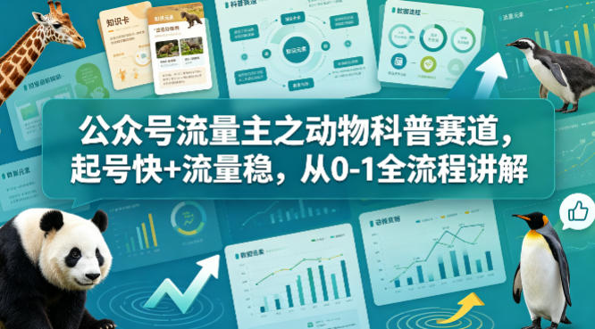 公众号流量主之动物科普赛道，起号快+流量稳，从0-1全流程讲解-靠谱项目库