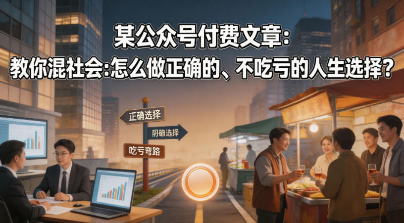 某公众号付费文章：教你混社会：怎么做正确的、不吃亏的人生选择？-靠谱项目库