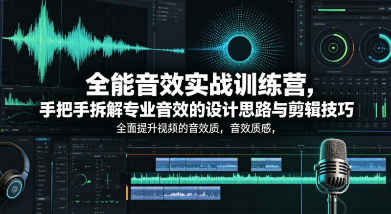 全能音效实战训练营，手把手拆解专业音效的设计思路与剪辑技巧，全面提升视频的音效质感-靠谱项目库